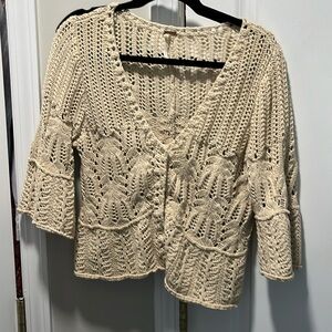 Free People sz M knit sweater cardigan with cute peplum
